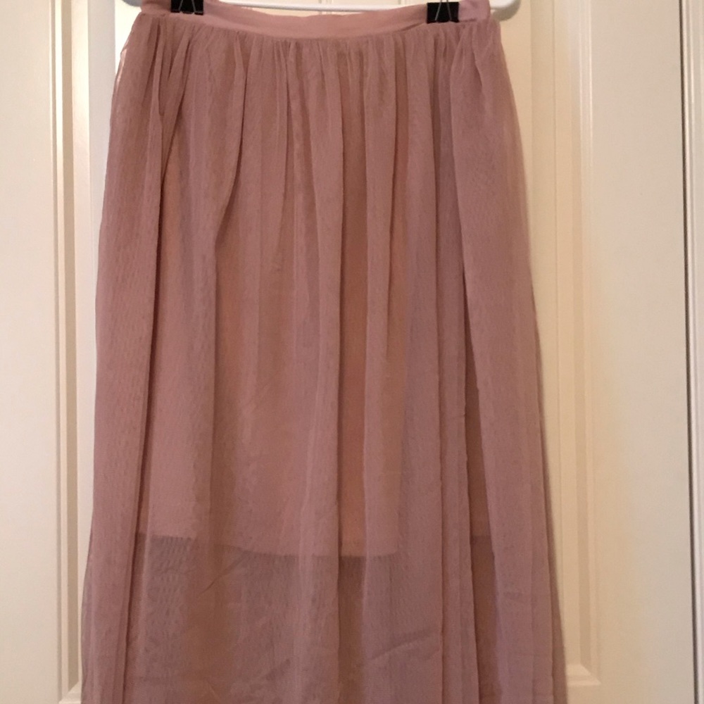 Pink Tulle Midi Skirt